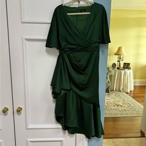 Theia Gwen Asymmetrical Dark Green Dress size 8